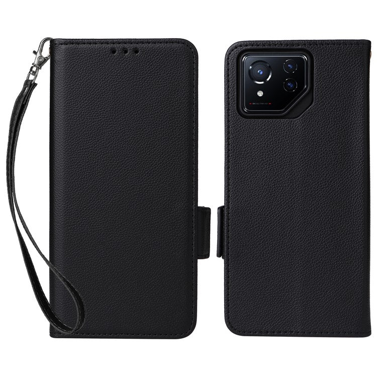 For Asus ROG Phone 8 5G / ROG Phone 8 Pro 5G Case PU Leather Wallet Phone Cover - Black