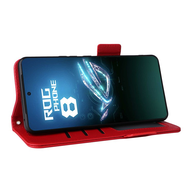 For Asus ROG Phone 8 5G / ROG Phone 8 Pro 5G Case PU Leather Wallet Phone Cover - Red