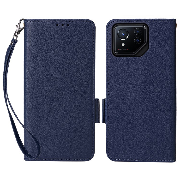 For Asus ROG Phone 8 5G / ROG Phone 8 Pro 5G Case PU Leather Wallet Phone Cover - Dark Blue