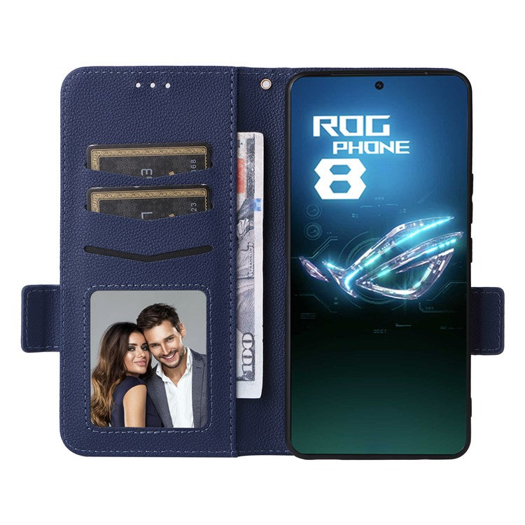 For Asus ROG Phone 8 5G / ROG Phone 8 Pro 5G Case PU Leather Wallet Phone Cover - Dark Blue