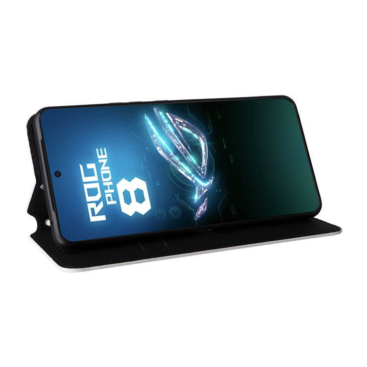 For Asus ROG Phone 8 5G / ROG Phone 8 Pro 5G Case Rhombus Imprinted Stand View Phone Cover - Silver