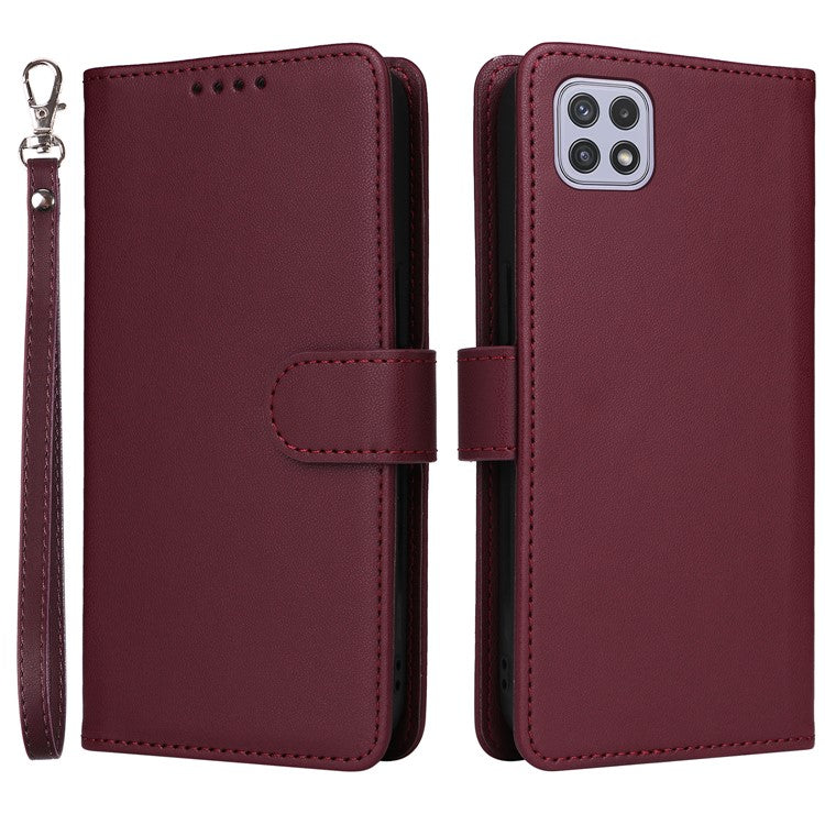 BETOPNICE 005 For Samsung Galaxy A22 5G (EU Version) Leather Case Wallet Detachable Phone Cover - Wine Red