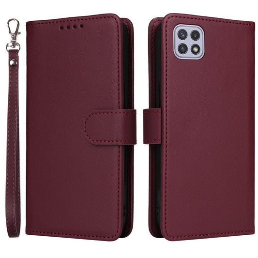 BETOPNICE 005 For Samsung Galaxy A22 5G (EU Version) Leather Case Wallet Detachable Phone Cover - Wine Red