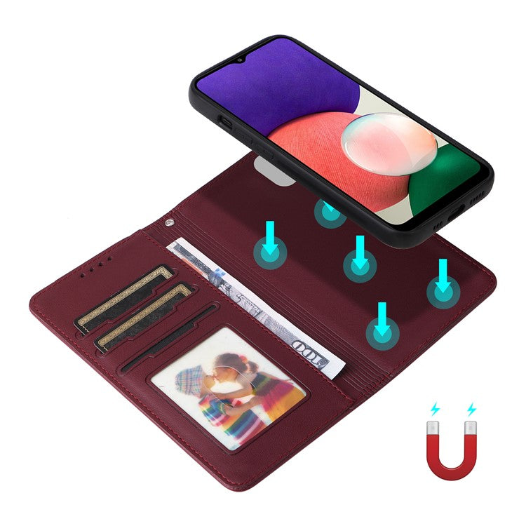 BETOPNICE 005 For Samsung Galaxy A22 5G (EU Version) Leather Case Wallet Detachable Phone Cover - Wine Red