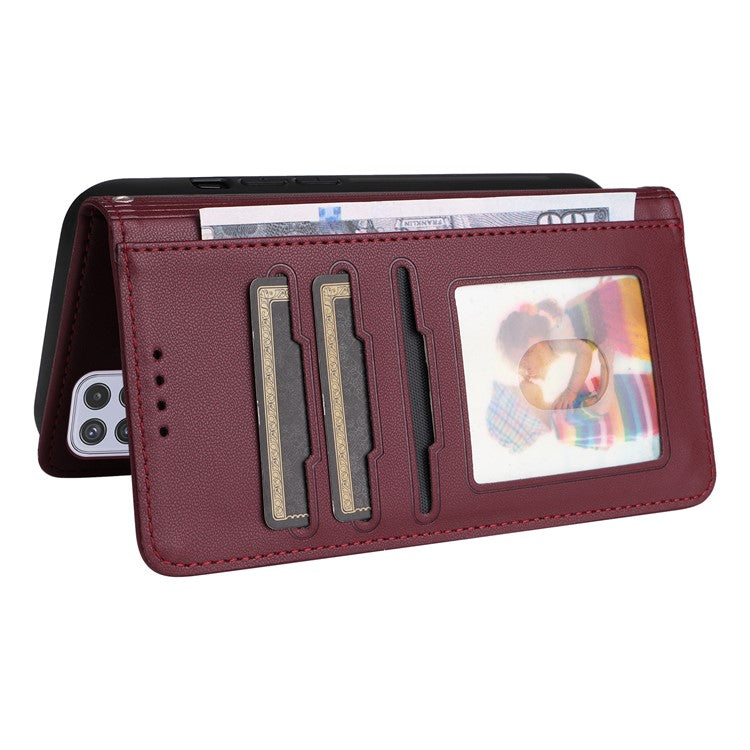 BETOPNICE 005 For Samsung Galaxy A22 5G (EU Version) Leather Case Wallet Detachable Phone Cover - Wine Red