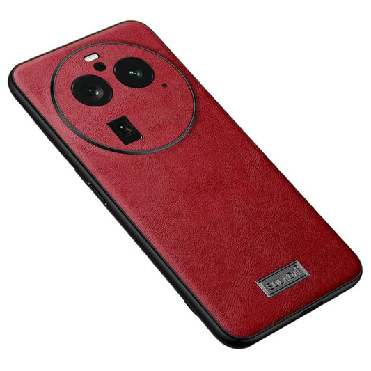 SULADA For Oppo Find X6 Pro Cell Phone Case PU Leather+TPU+PC Shockproof Cover - Red