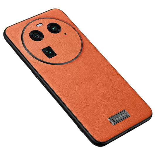 SULADA For Oppo Find X6 Phone Cover PU Leather Coated TPU+PC Anti-fall Back Case - Orange