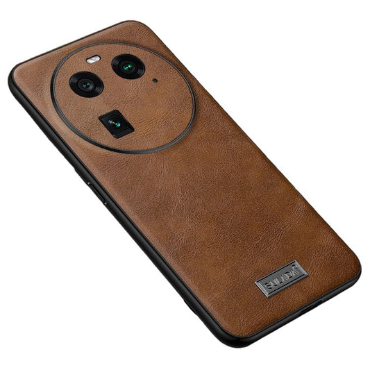 SULADA For Oppo Find X6 Phone Cover PU Leather Coated TPU+PC Anti-fall Back Case - Brown