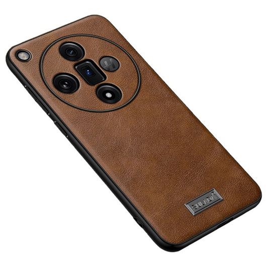 SULADA For Oppo Find X7 5G Cell Phone Case Cowhide Texture PU Leather+TPU+PC Cover - Brown
