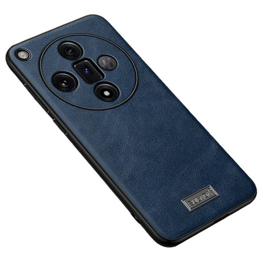 SULADA For Oppo Find X7 5G Cell Phone Case Cowhide Texture PU Leather+TPU+PC Cover - Blue