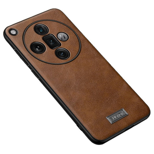 SULADA For Oppo Find X7 Ultra Cell Phone Cover PU Leather+TPU+PC Anti-scratch Back Case - Brown
