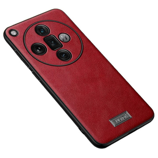 SULADA For Oppo Find X7 Ultra Cell Phone Cover PU Leather+TPU+PC Anti-scratch Back Case - Red