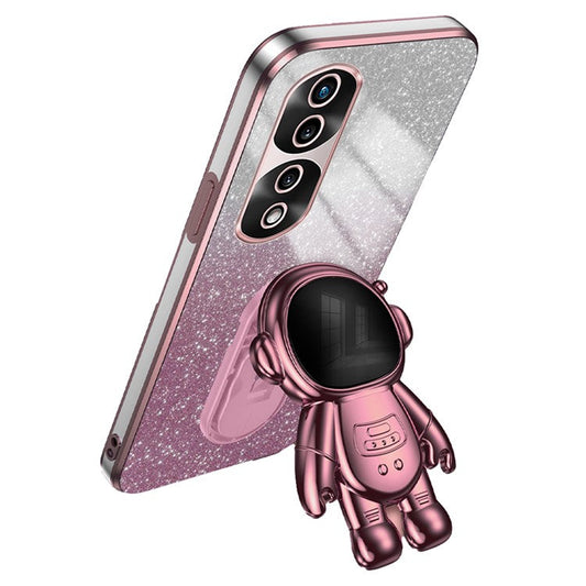For Honor 70 Pro 5G Cell Phone Case PC+TPU Cover with Astronaut Kickstand - Pink