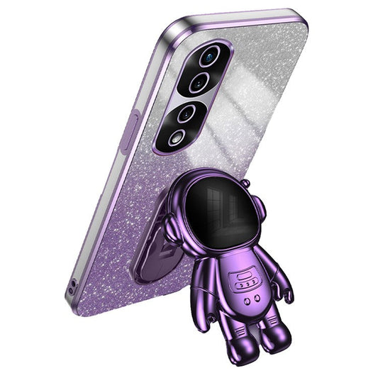 For Honor 70 Pro 5G Cell Phone Case PC+TPU Cover with Astronaut Kickstand - Purple