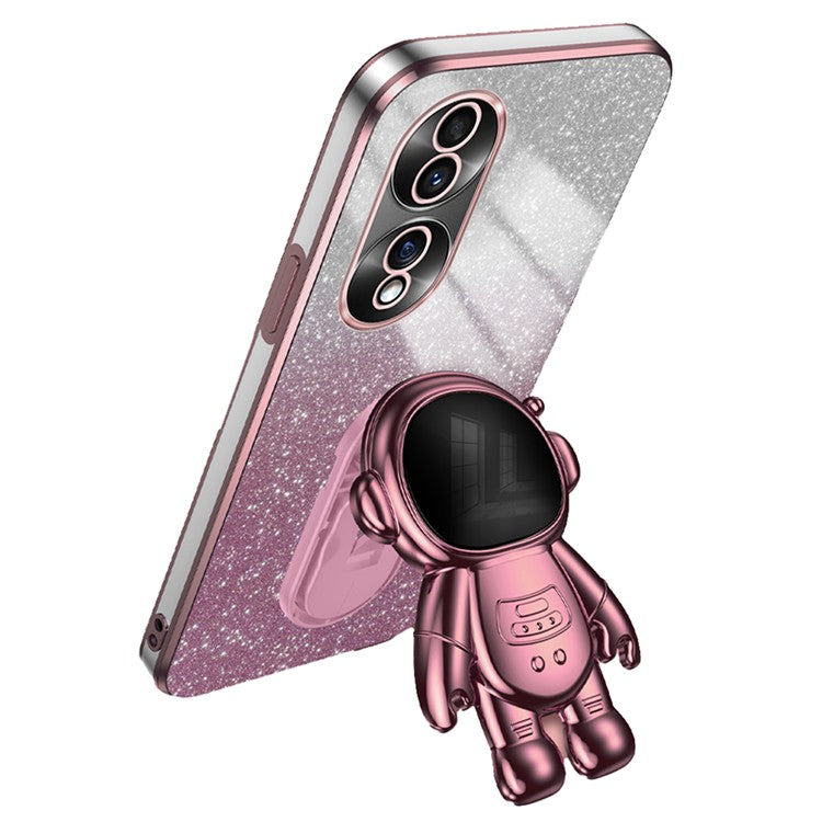 For Honor 70 5G Kickstand Case PC+TPU Astronaut Design Phone Back Cover - Pink