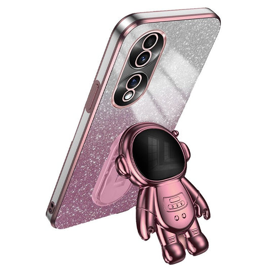 For Honor 70 5G Kickstand Case PC+TPU Astronaut Design Phone Back Cover - Pink