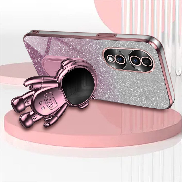 For Honor 70 5G Kickstand Case PC+TPU Astronaut Design Phone Back Cover - Pink
