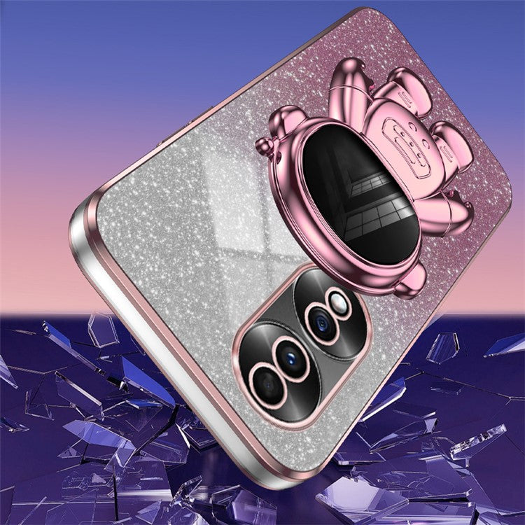 For Honor 70 5G Kickstand Case PC+TPU Astronaut Design Phone Back Cover - Pink