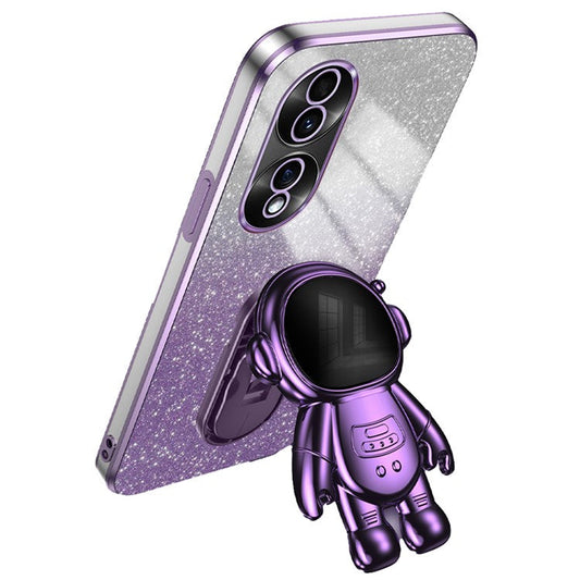 For Honor 70 5G Kickstand Case PC+TPU Astronaut Design Phone Back Cover - Purple