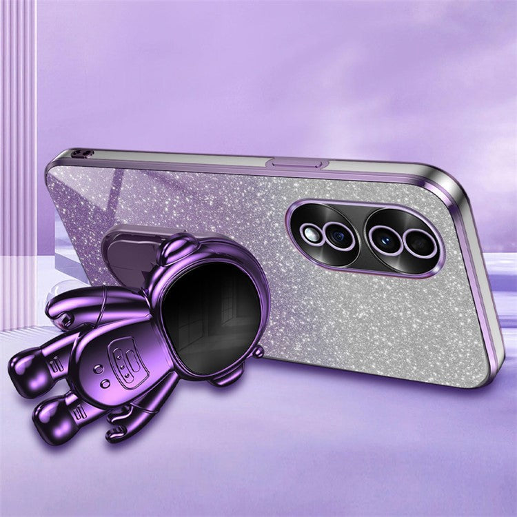 For Honor 70 5G Kickstand Case PC+TPU Astronaut Design Phone Back Cover - Purple
