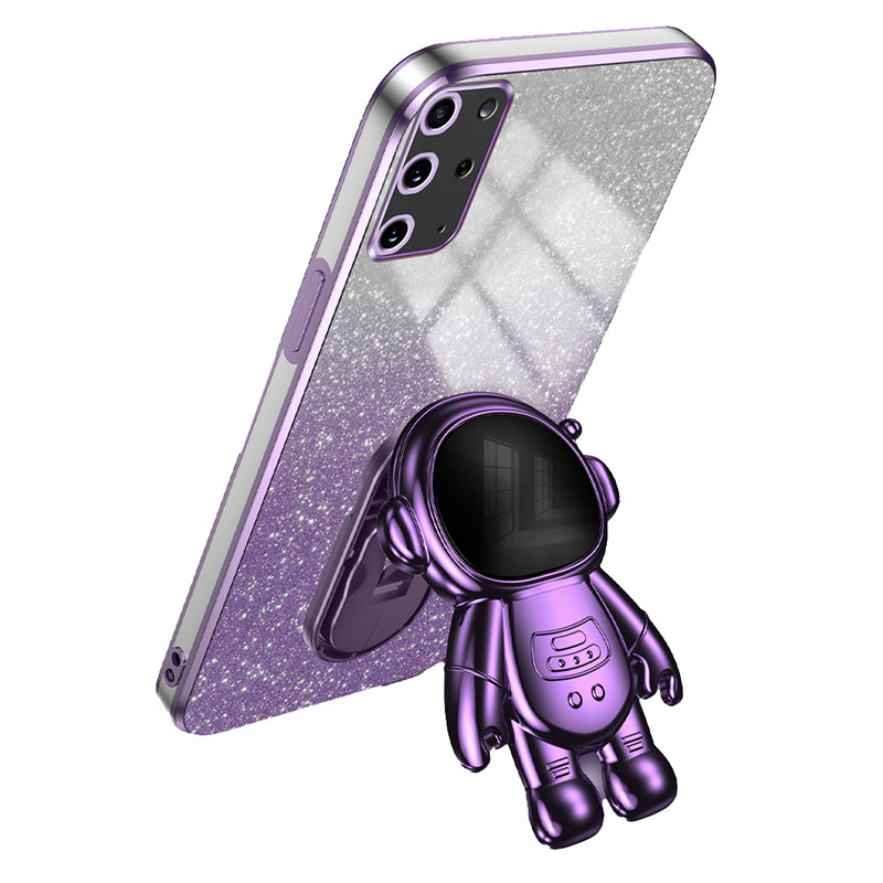 For Samsung Galaxy S20 Plus 5G / 4G Kickstand Phone Case PC+TPU Shell Electroplating Cell Phone Cover - Purple