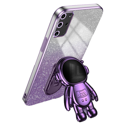 For Samsung Galaxy S20 Plus 5G / 4G Kickstand Phone Case PC+TPU Shell Electroplating Cell Phone Cover - Purple