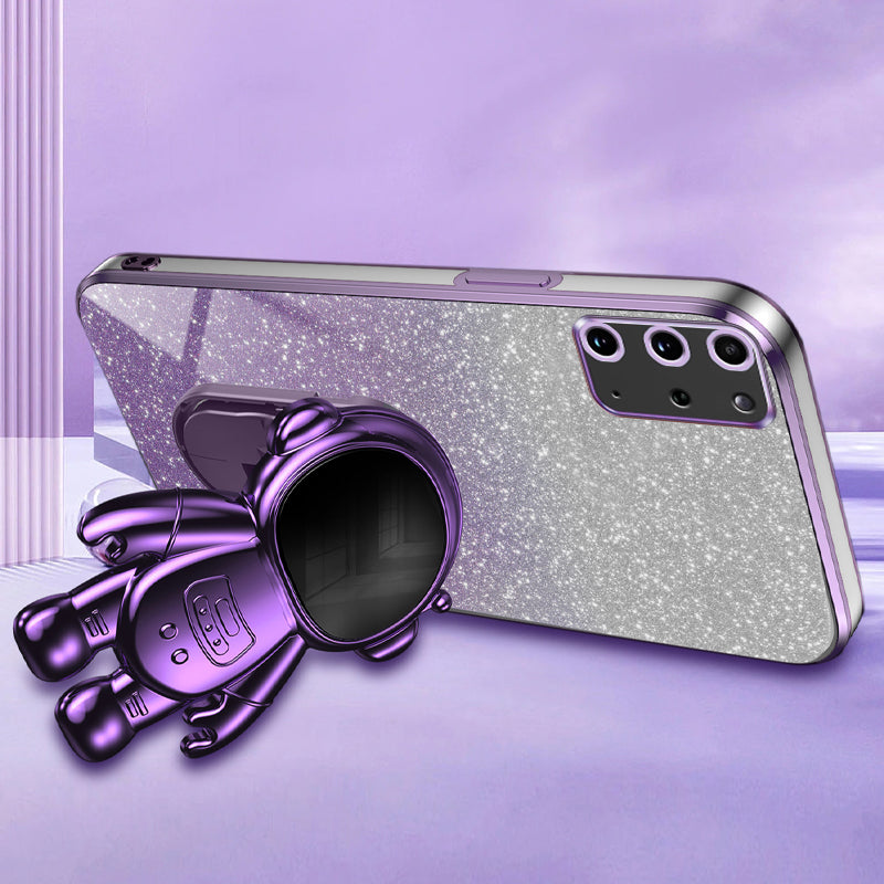 For Samsung Galaxy S20 Plus 5G / 4G Kickstand Phone Case PC+TPU Shell Electroplating Cell Phone Cover - Purple