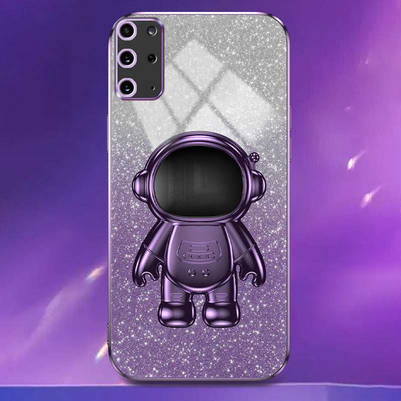 For Samsung Galaxy S20 Plus 5G / 4G Kickstand Phone Case PC+TPU Shell Electroplating Cell Phone Cover - Purple