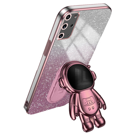 For Samsung Galaxy S20 Plus 5G / 4G Kickstand Phone Case PC+TPU Shell Electroplating Cell Phone Cover - Pink
