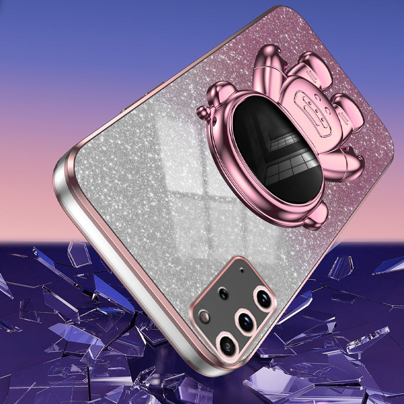 For Samsung Galaxy S20 Plus 5G / 4G Kickstand Phone Case PC+TPU Shell Electroplating Cell Phone Cover - Pink