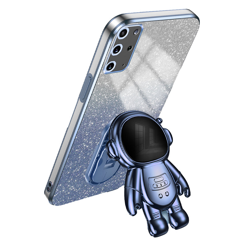 For Samsung Galaxy S20 Plus 5G / 4G Kickstand Phone Case PC+TPU Shell Electroplating Cell Phone Cover - Blue