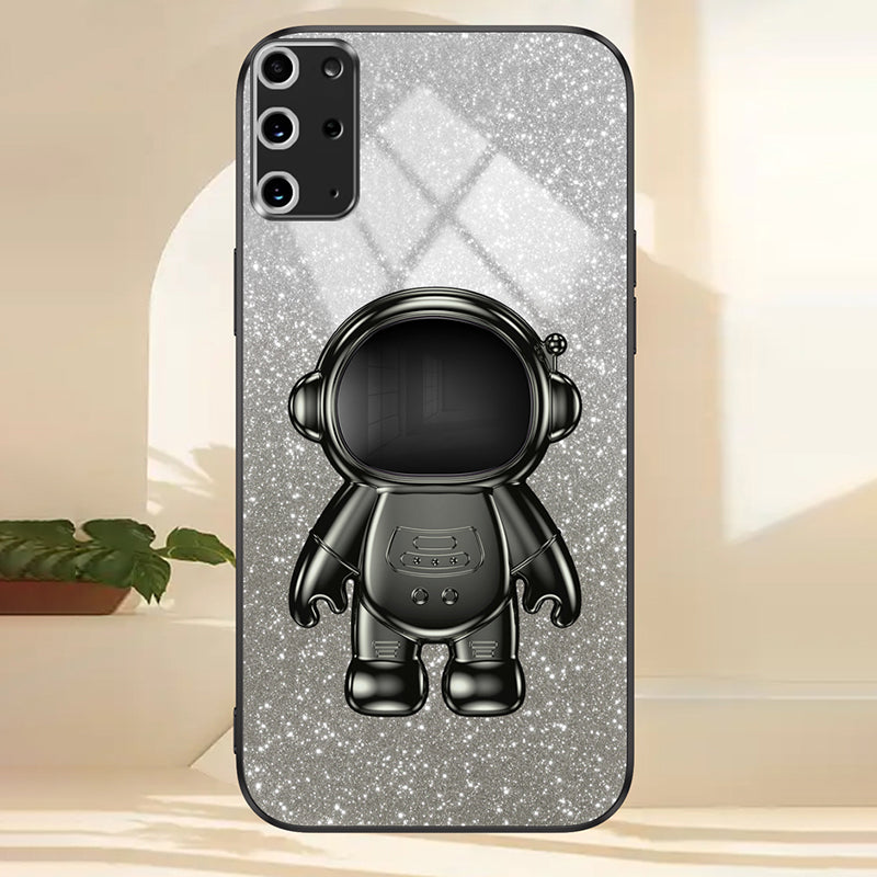 For Samsung Galaxy S20 Plus 5G / 4G Kickstand Phone Case PC+TPU Shell Electroplating Cell Phone Cover - Black