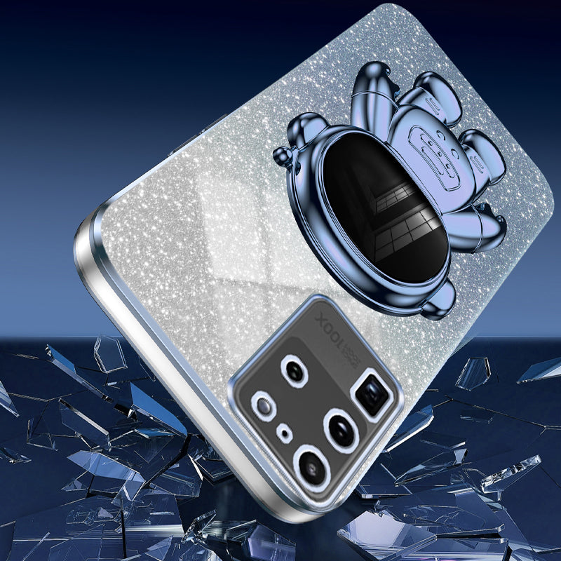 For Samsung Galaxy S20 Ultra Case Precise Cutout Astronaut Kickstand Dustproof PC+TPU Phone Cover - Blue