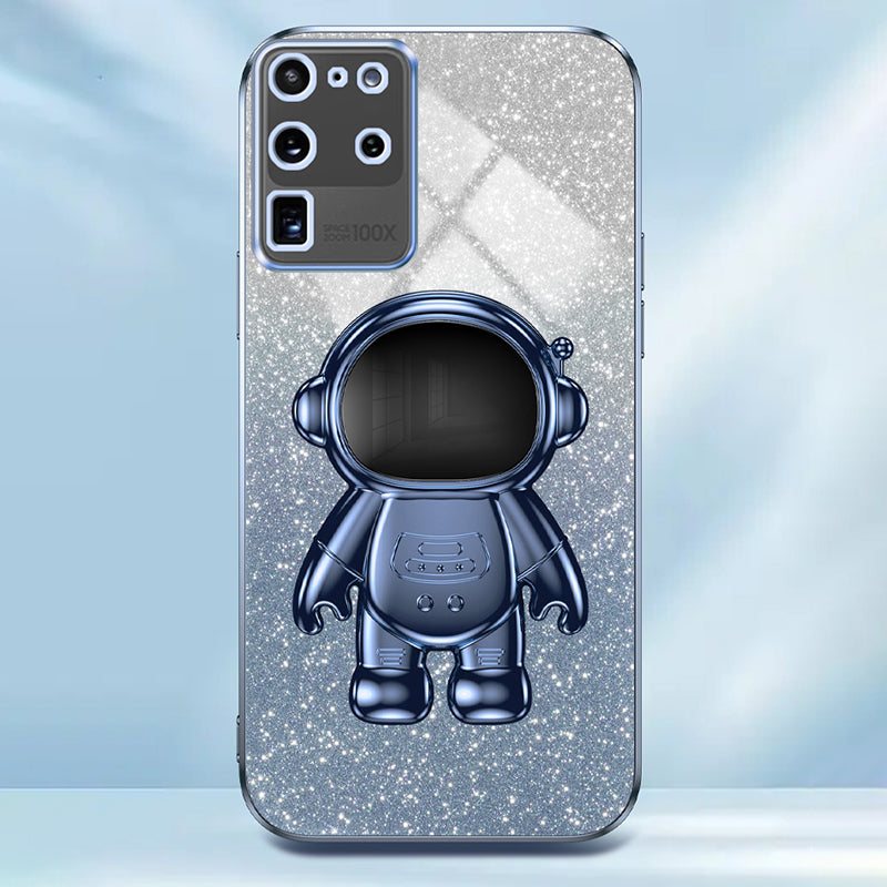 For Samsung Galaxy S20 Ultra Case Precise Cutout Astronaut Kickstand Dustproof PC+TPU Phone Cover - Blue