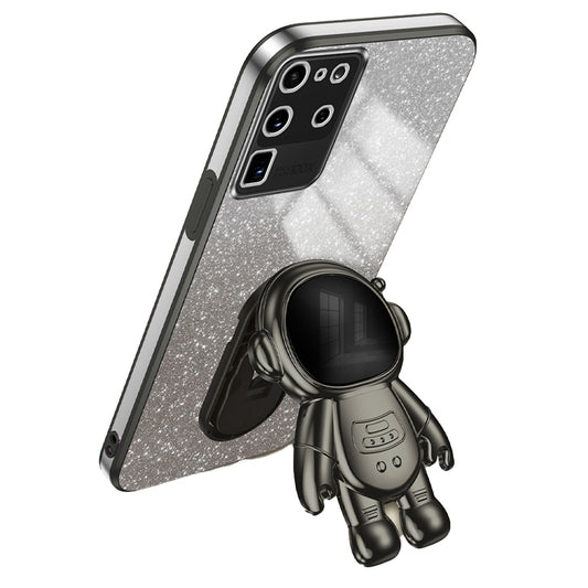 For Samsung Galaxy S20 Ultra Case Precise Cutout Astronaut Kickstand Dustproof PC+TPU Phone Cover - Black