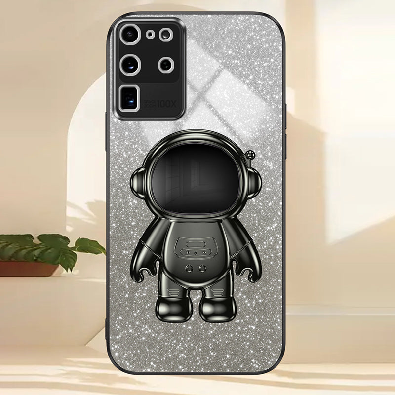 For Samsung Galaxy S20 Ultra Case Precise Cutout Astronaut Kickstand Dustproof PC+TPU Phone Cover - Black
