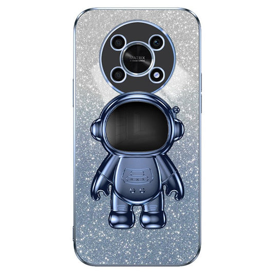PC+TPU Case for Honor X30 5G , Glitter Powder Astronaut Kickstand Phone Cover - Blue