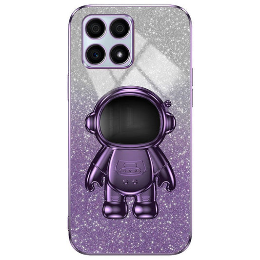 For Honor X30i Glitter Powder PC+TPU Anti-fall Case Astronaut Kickstand Phone Cover - Purple