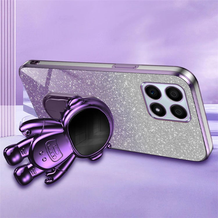 For Honor X30i Glitter Powder PC+TPU Anti-fall Case Astronaut Kickstand Phone Cover - Purple