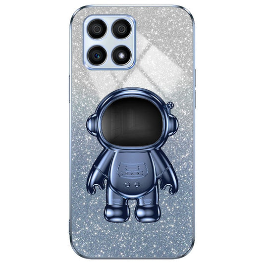 For Honor X30i Glitter Powder PC+TPU Anti-fall Case Astronaut Kickstand Phone Cover - Blue