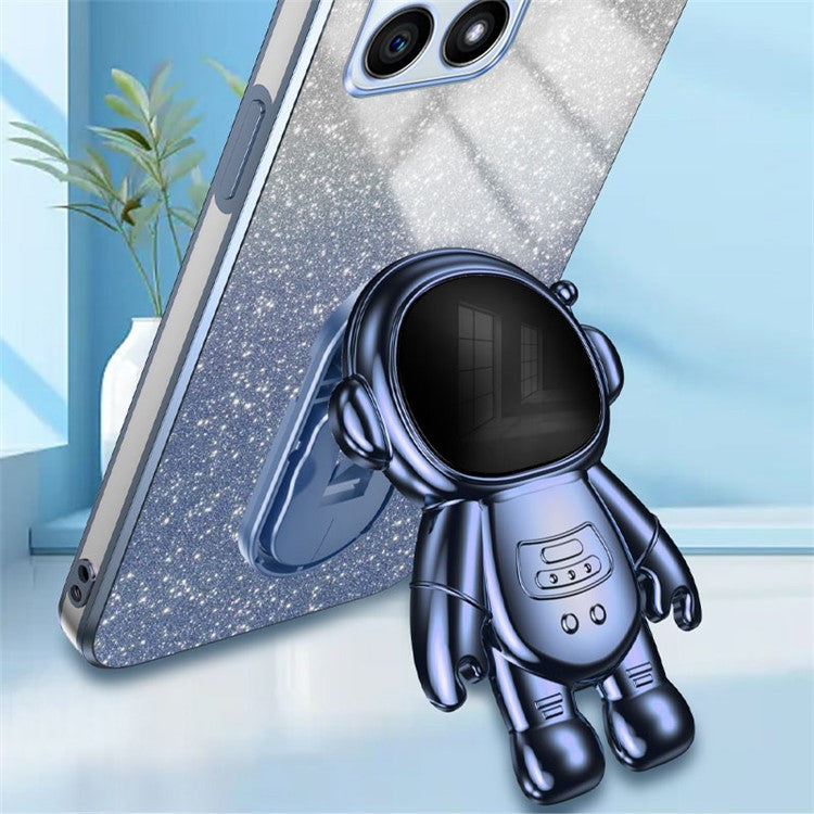 For Honor X30i Glitter Powder PC+TPU Anti-fall Case Astronaut Kickstand Phone Cover - Blue