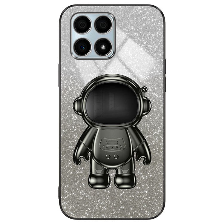 For Honor X30i Glitter Powder PC+TPU Anti-fall Case Astronaut Kickstand Phone Cover - Black