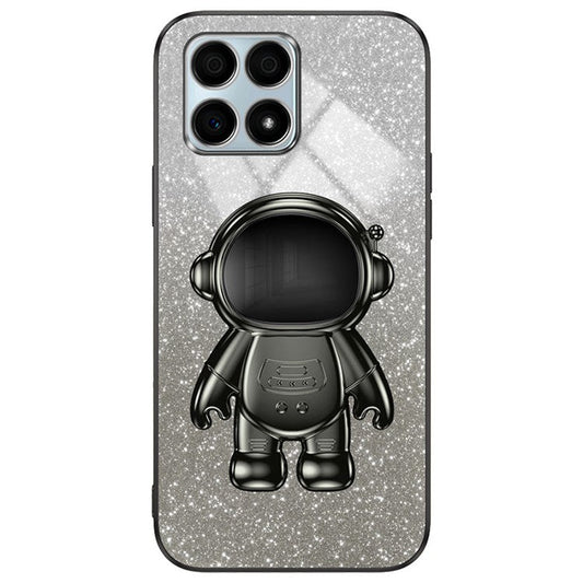 For Honor X30i Glitter Powder PC+TPU Anti-fall Case Astronaut Kickstand Phone Cover - Black