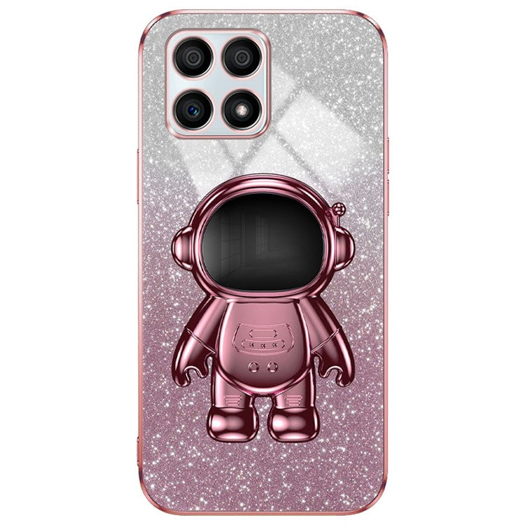 For Honor X30i Glitter Powder PC+TPU Anti-fall Case Astronaut Kickstand Phone Cover - Pink