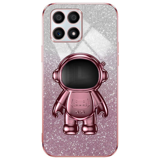 For Honor X30i Glitter Powder PC+TPU Anti-fall Case Astronaut Kickstand Phone Cover - Pink
