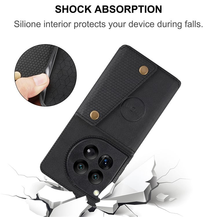 For OnePlus 12 5G Phone Case with Card Slots Magnetic Car Mount Phone Cover - Black