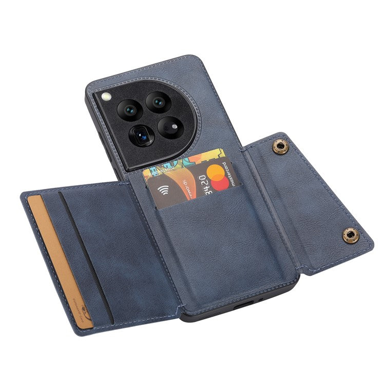 For OnePlus 12 5G Phone Case with Card Slots Magnetic Car Mount Phone Cover - Blue