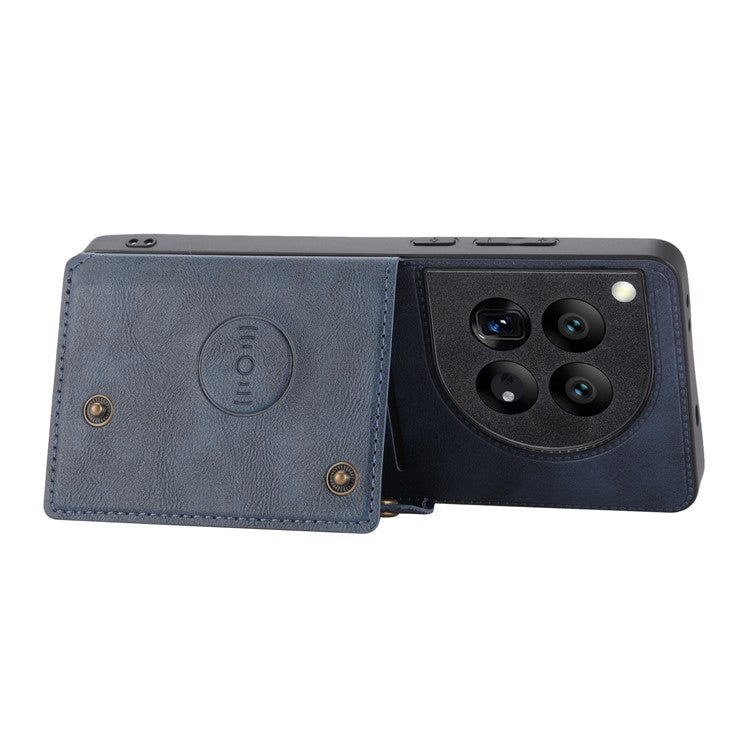 For OnePlus 12 5G Phone Case with Card Slots Magnetic Car Mount Phone Cover - Blue