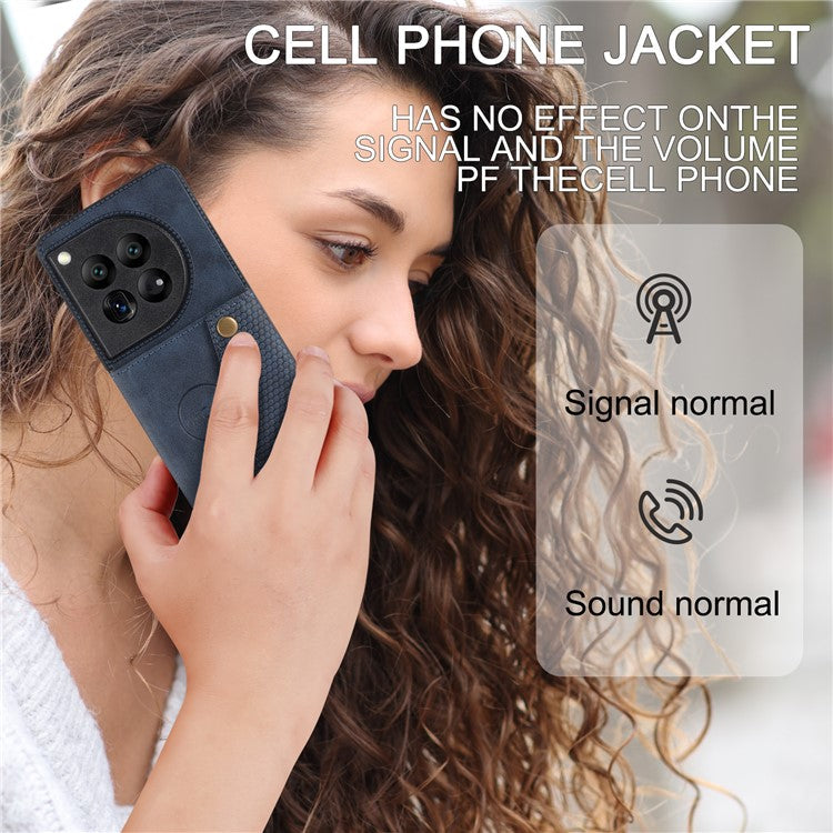 For OnePlus 12 5G Phone Case with Card Slots Magnetic Car Mount Phone Cover - Blue