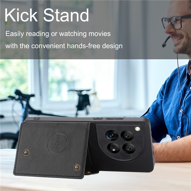 For OnePlus 12 5G Phone Case with Card Slots Magnetic Car Mount Phone Cover - Blue